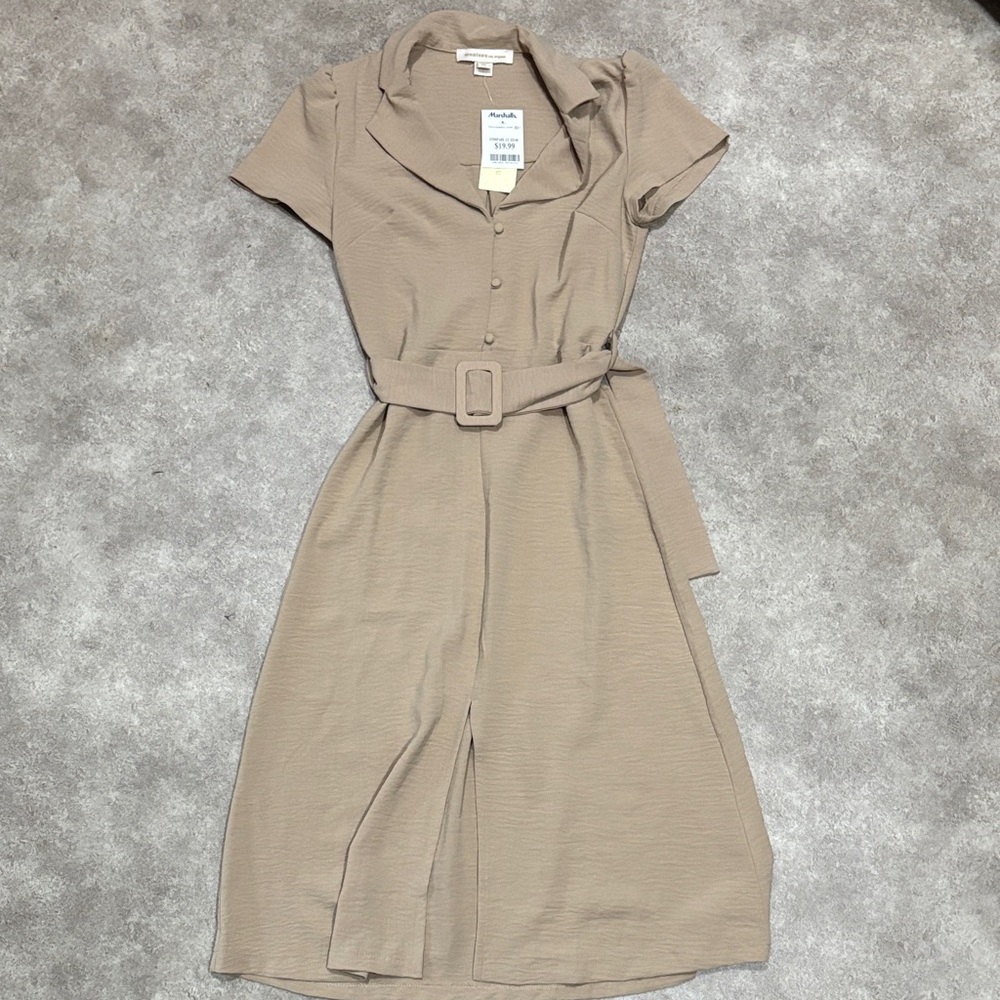 Marshalls/Monteau Taupe Midi Dress with Belt